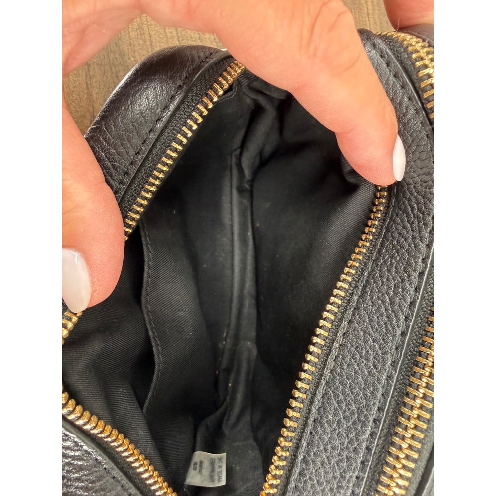 Tory Burch Perry Bombe Mini Bag Black Pebbled Leather Crossbody Camera Bag - Picture 9 of 15